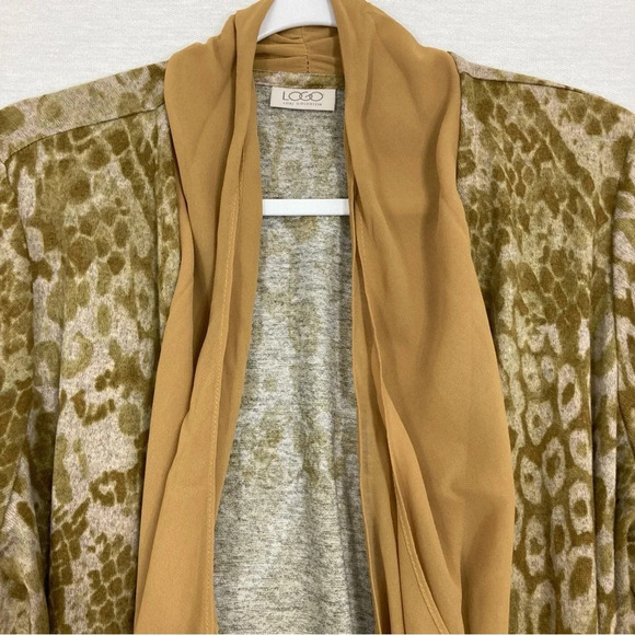 LOGO by Lori Goldstein Brown Animal Print Open Front Lightweight Cardigan Large - Picture 4 of 10